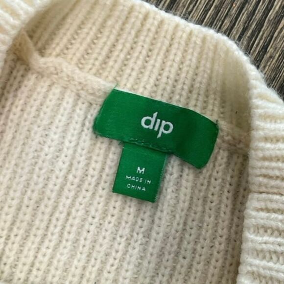 Dip Womens Ribbed Knit Sweater Crewneck Long Sleeves Acrylic Cream Size Medium - Picture 4 of 4